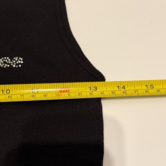 Isaac’s Designs Black Rhinestone “High Maintenance” Ribbed Tank Top XL Sparkle - Picture 7 of 8